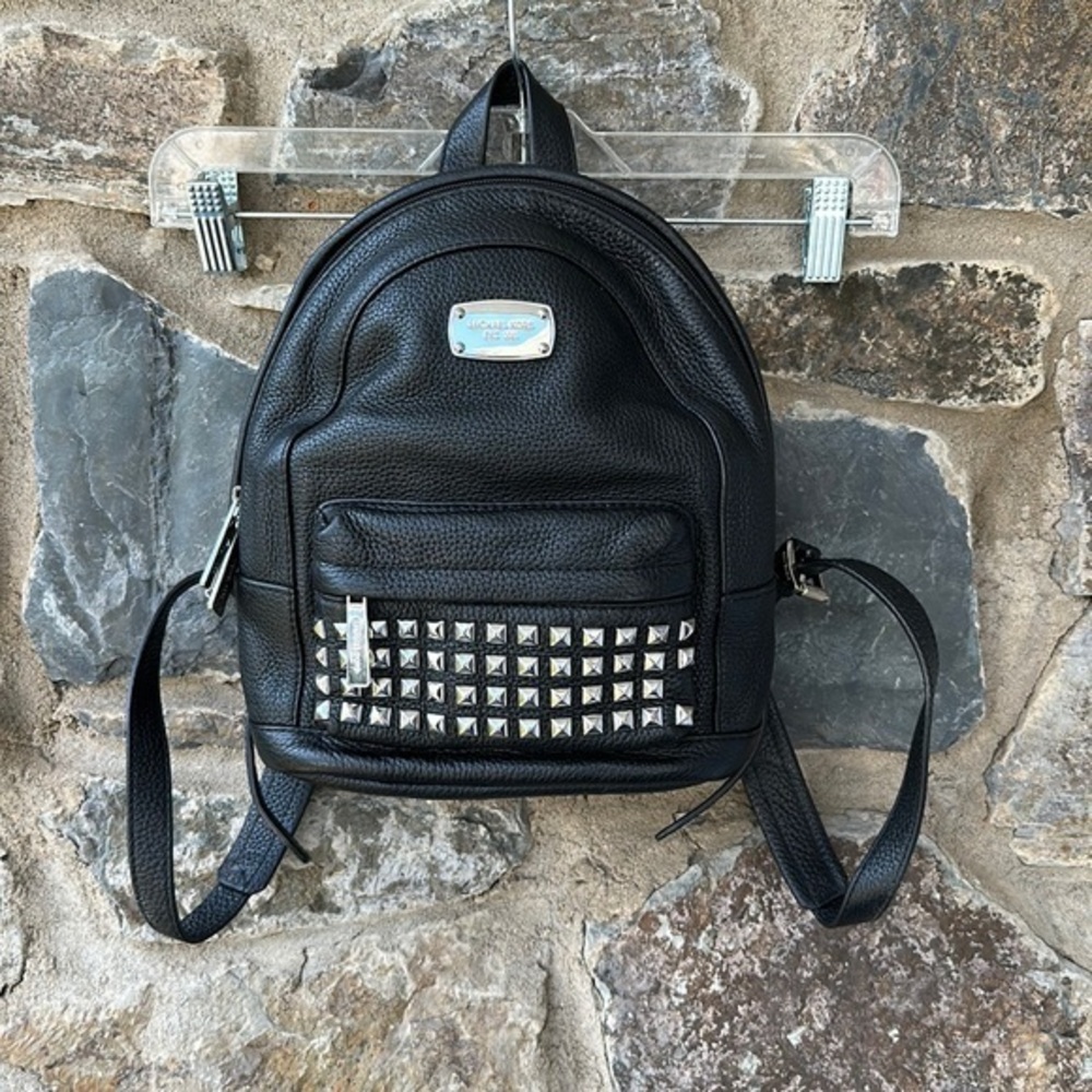 Michael Kors Black Studded Leather Backpack